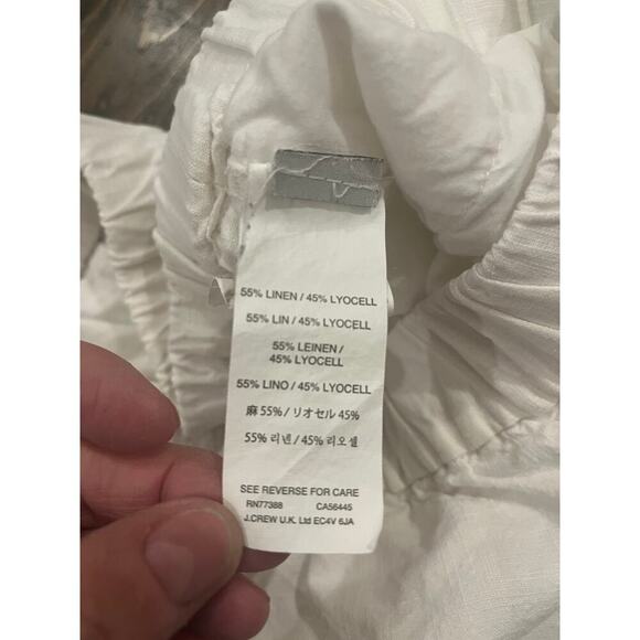 J Crew White Linen Blend Pants Women 10 Summer Spring Beach Cruise Vacation Trip - Picture 3 of 10